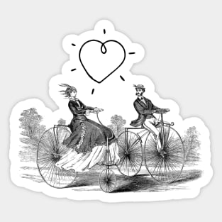 Bicycle Love Vintage Illustration Sticker